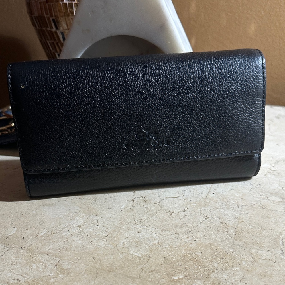 Coach Black Pebbled Leather Clutch
